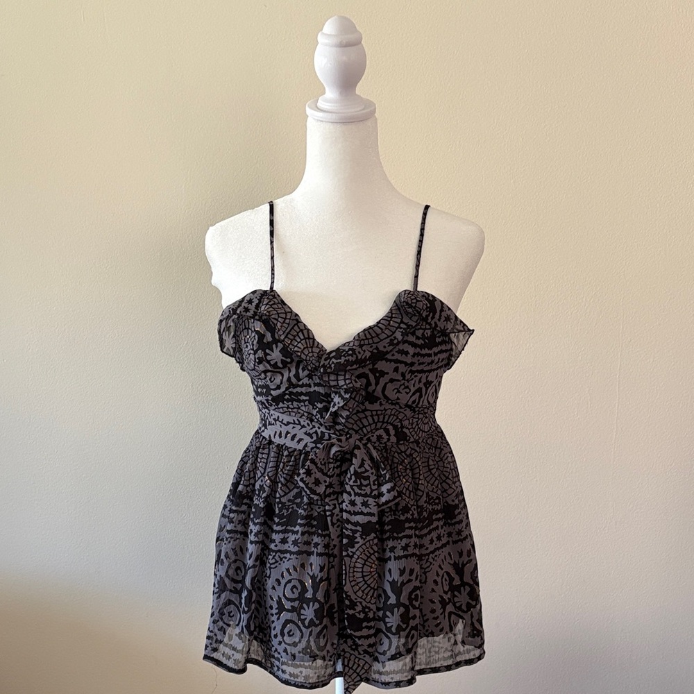 Kirra Black and Gray Spaghetti Strap Top